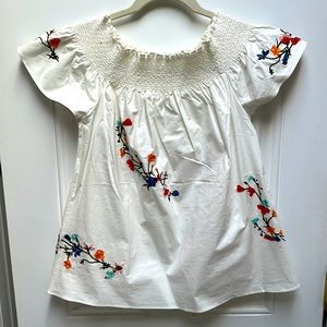 Off the shoulder embroidered blouse